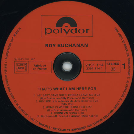 roy buchanan lp that's what i am here for france label 1