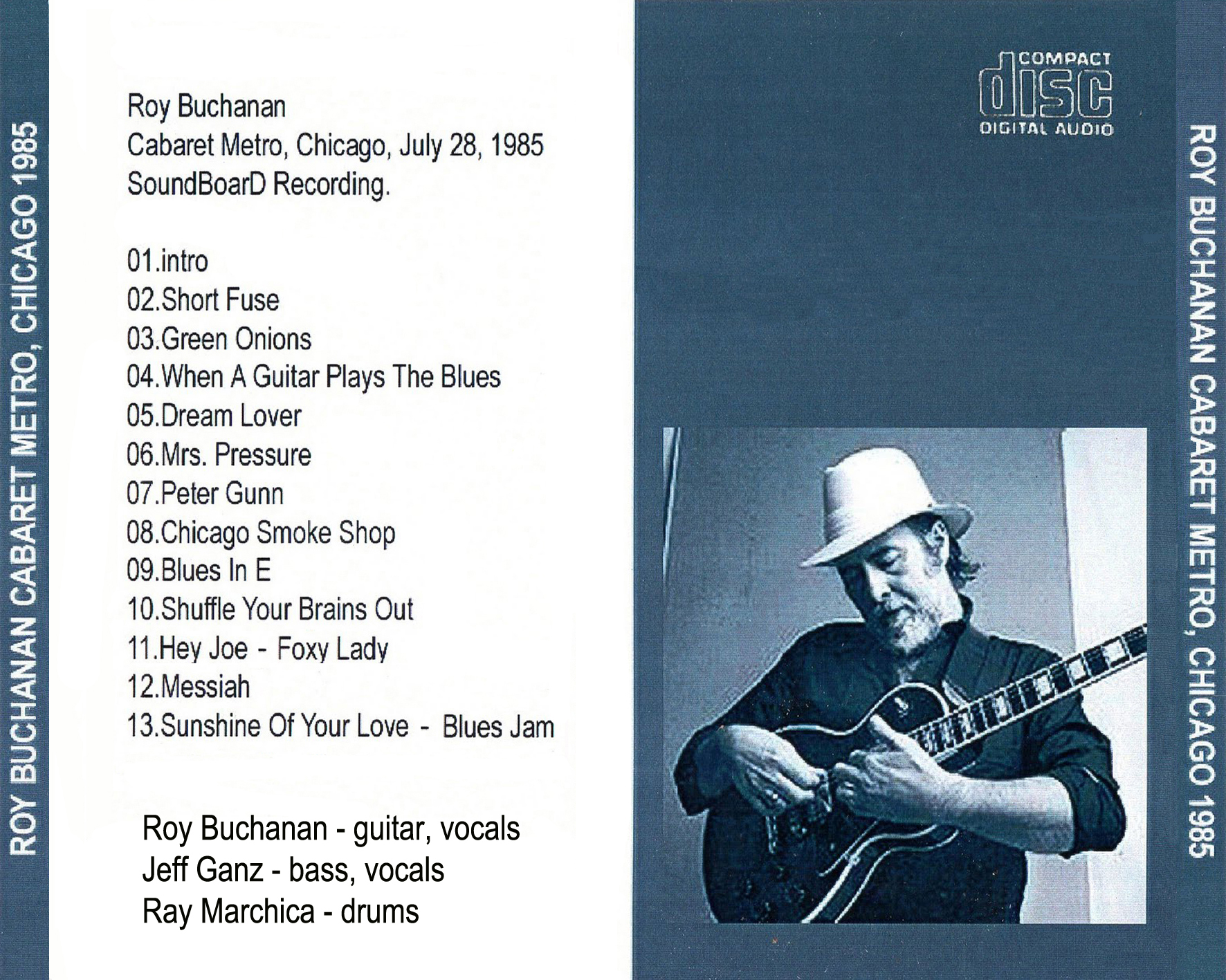 roy buchanan cdr mcd cabaret metro chicago july 28, 1985 tray