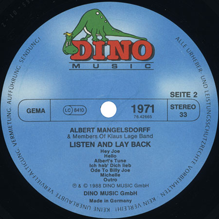 albert mangelsdorff and members of klaus lage band lp listen and lay back label 2