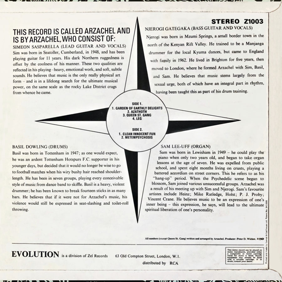 arzachel lp arzachel second pressing evolution z 1003 uk 1969 back