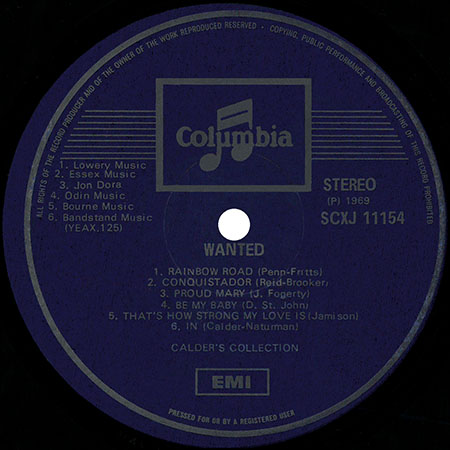 Calder's Collection LP Wanted label 2