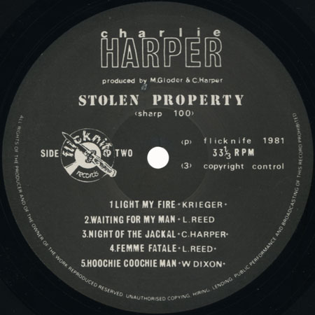 charlie harper lp stolen property label 2
