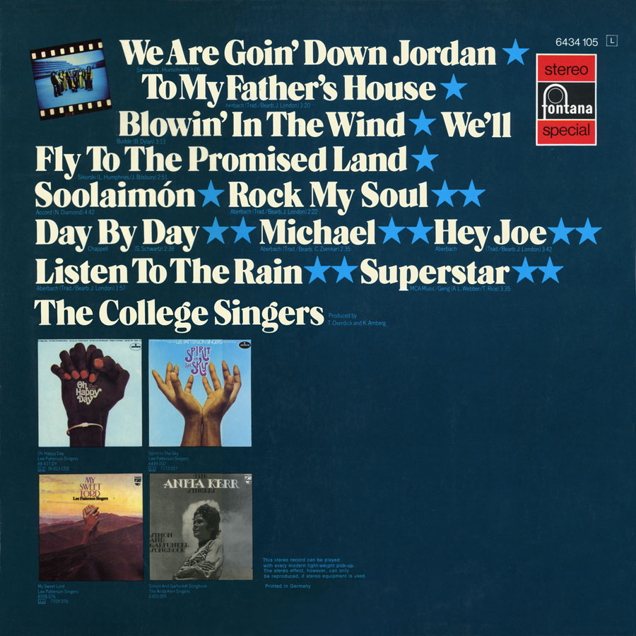 college singers lp we are goin down jordan big back