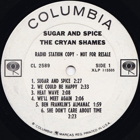 cryan shames lp sugar and sice mono label 1