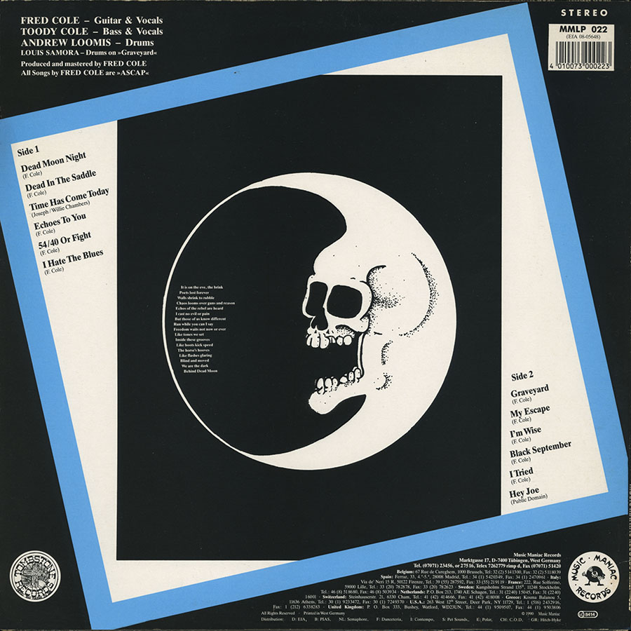 Dead Moon LP Dead Moon Night back