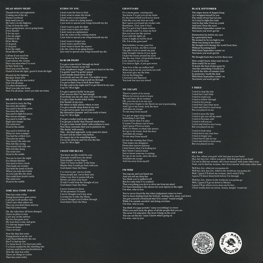 Dead Moon LP Dead Moon Night inner front