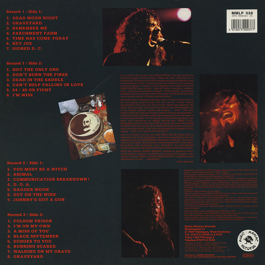 Dead Moon LP Live Evil back