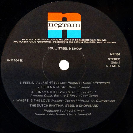 dutch rhythm steel show band lp negram soul steel show label 2