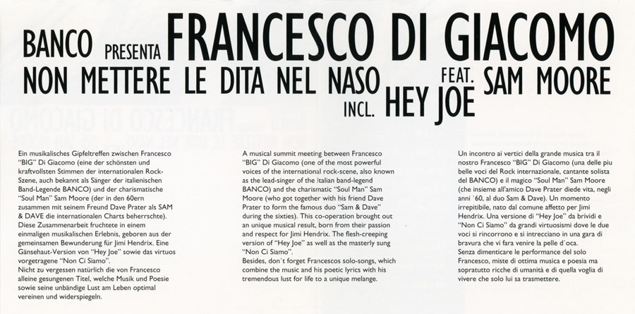 francesco di giacomo and sam moore german cd non mattere front insert