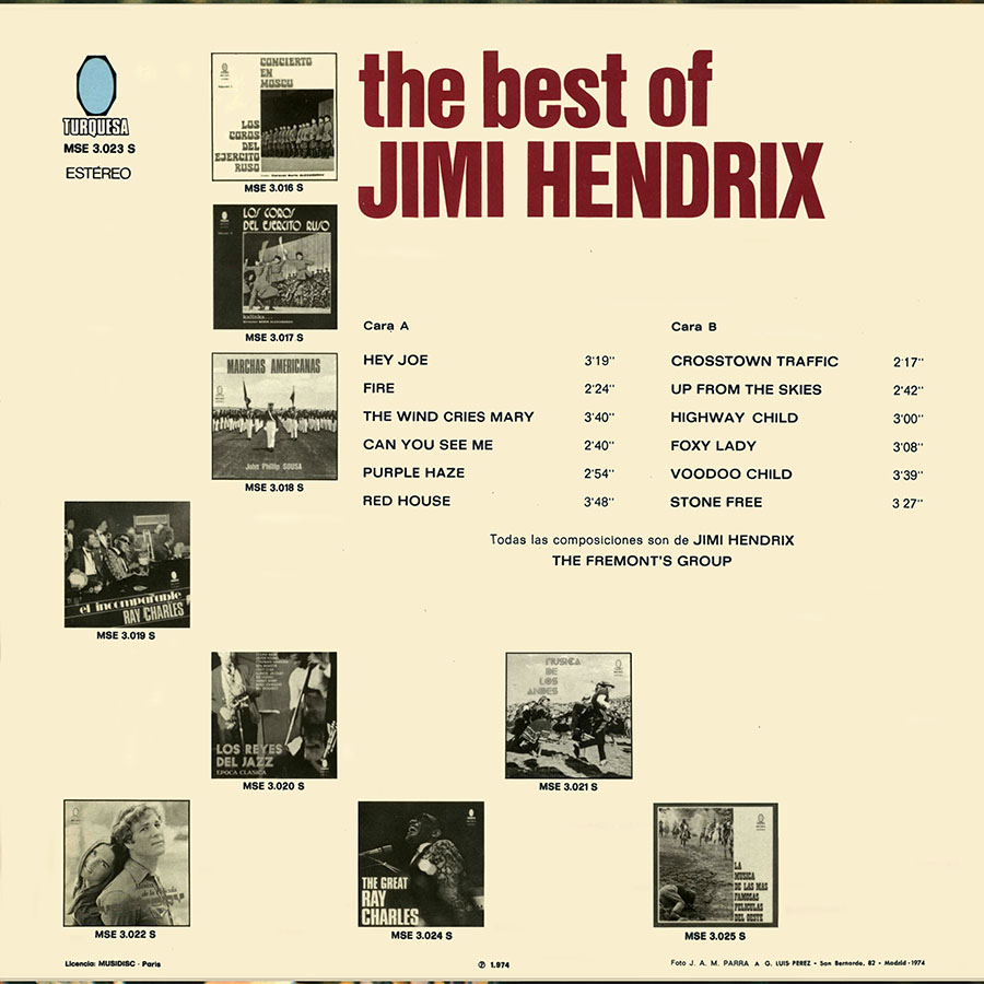 fremont's group lp best of jimi hendrix turquesa back