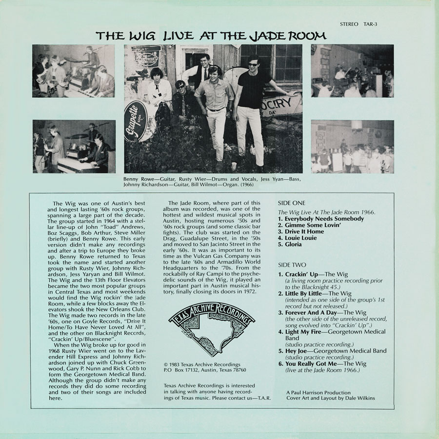 georgetown medical band lp wig at jade room back cover