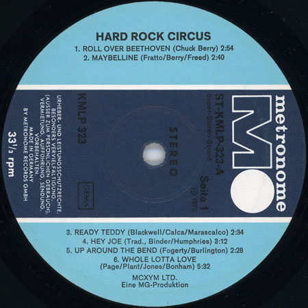 Hard rock circus lp same metronome germany label 1