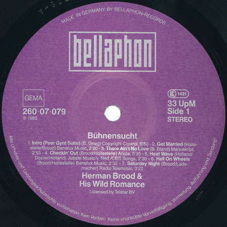 Herman Brood lp bunensucht label 1