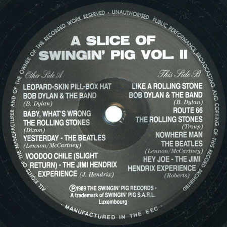 jimi lp various a slice of swingin' pig volume 2 label 2