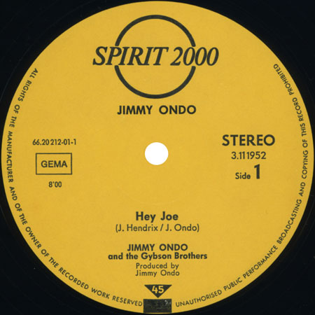 jimmy ondo maxi 45 hey joe - la nuit label 1