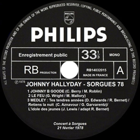 johnny hallyday 2LP sorgues 78 label a