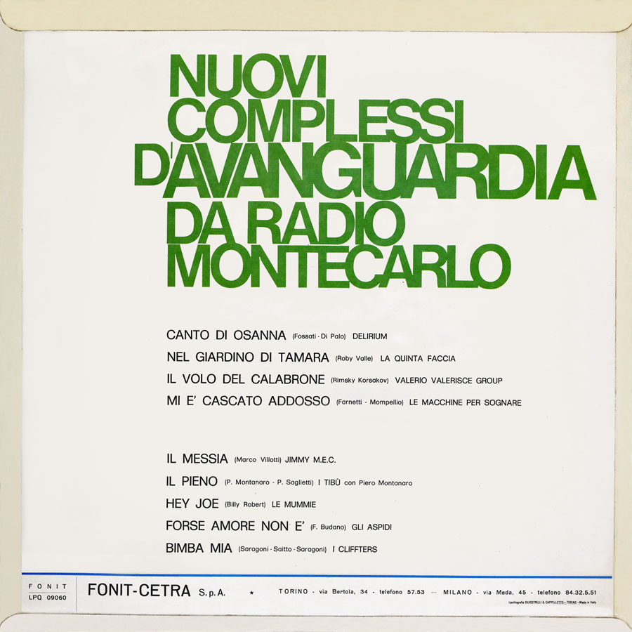 le mummie lp various nuovi complessi d'avanguardia da Radio montecarlo back cover