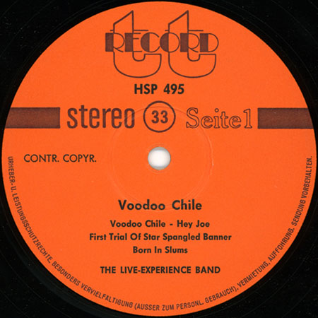 live experience band lp voodoo chile label 1