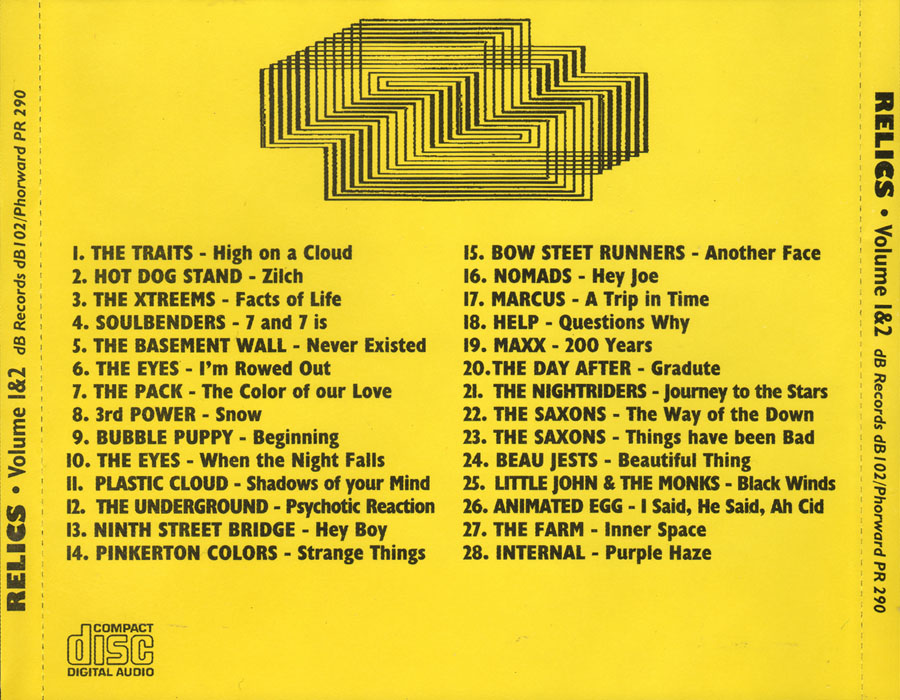 The Nomads CD various Relics of the 60's volumes 1 & 2  tray