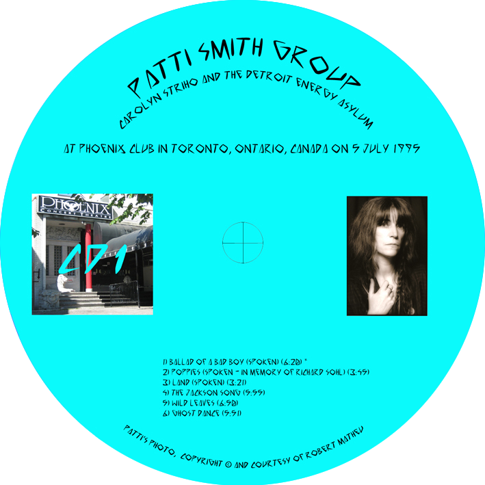 patti smith cd live at phoenix center theatre in toronto label 1