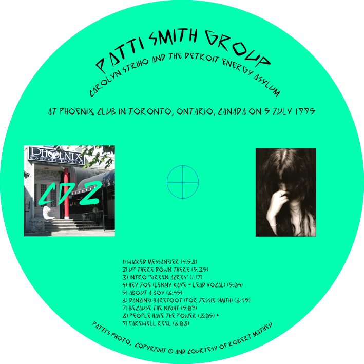 patti smith cd live at phoenix center theatre in toronto label 2