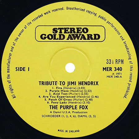 purple fox lp tribute to jimi hendrix uk label 1