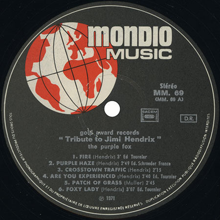 purple fox lp tribute to jimi hendrix france label 1