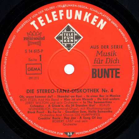 robert last lp die stereo tanz diskothek nr 4 label 1
