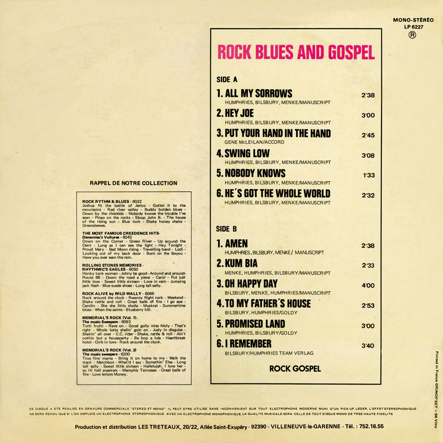 Rock Gospel LP Rock Blues and Gospel back