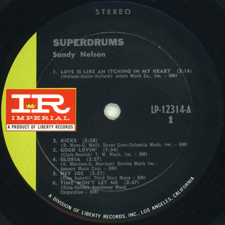 sandy nelson us lp superdrums label 1