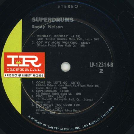 sandy nelson us lp superdrums label 2