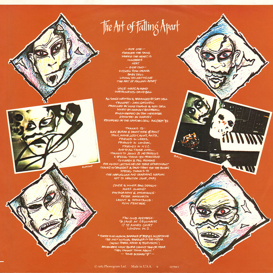 soft cell lp the art of falling apart inner back