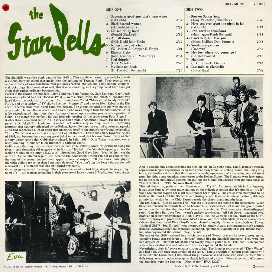 standells lp Riot On Sunset trip eva back cover