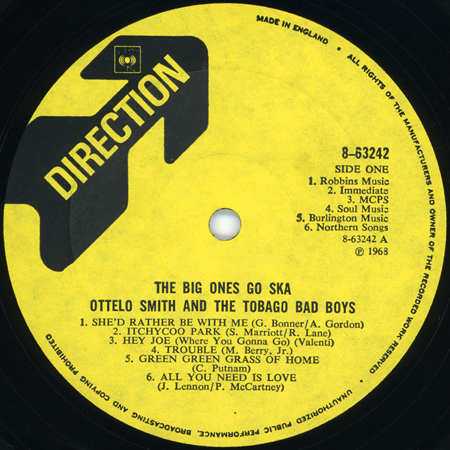 Othello Smith & The Tobago Bad Boys LP The Big Ones Go Ska label 1