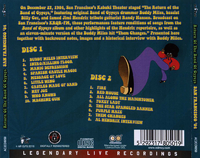 CD Return Of The Band Of Gypsys, San Francisco ´84 tray out