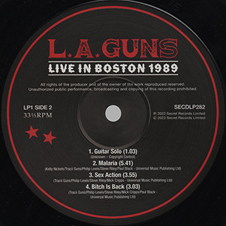 L.A. Guns 2 LP Live In Boston 1989 label 2
