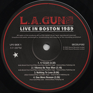 L.A. Guns 2 LP Live In Boston 1989 label 3