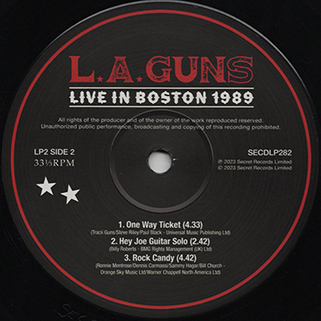 L.A. Guns 2 LP Live In Boston 1989 label 4