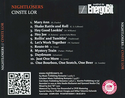 Nightlosers CD plastic case Cinste Lor tray