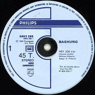 bashung maxi 45 hey joe side hey joe