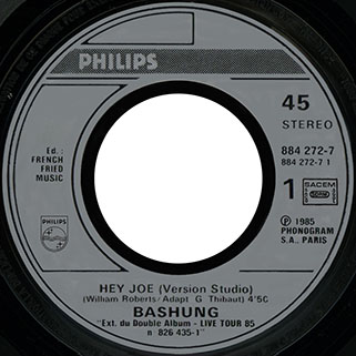 bashung sigle hey joe side hey joe