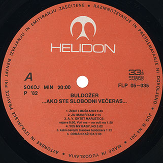 buldozer lp ako ste slobodni veceras label 1