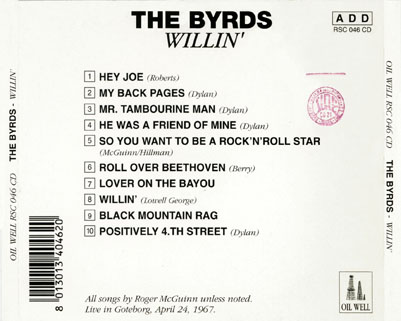 byrds cd willin' tray