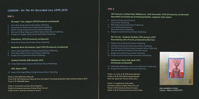 carson cd on the air label aztec booklet 12
