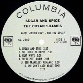 cryan' shames lp promo sugar and spice columbia mono  label 1