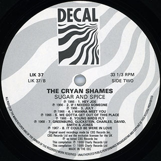 cryan' shames lp sugar and spice decal lik 37 label 2