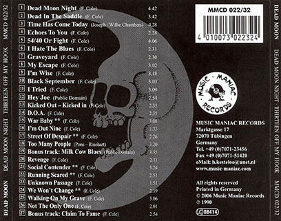 Dead Moon CD Dead Moon Night 13 off my hook tray out