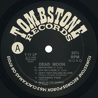 Dead Moon LP In the Graveyard tombstone label A