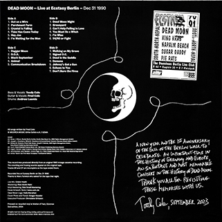Dead Moon LP Live At Ecstasy Berlin Dec 31 1990 back cover