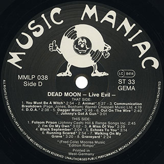 Dead Moon LP Live Evil label D